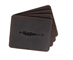 Leather Coaster Set - Toronto Blue Jays World Series in Dark Coffee Brown, fanned coasters with World Series 2025 logo