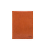 C.S. Lewis Medium Portfolio in English Tan, closed front view with embossed logo