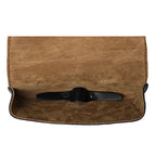Leather Sunglass Case, open top-down view showing soft suede lining and snap tab