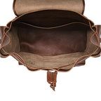 Large Travel Backpack in Burnt Sausage, open top view of interior