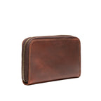 Lanita Thin Wallet in Chestnut, angled back view with wraparound zipper