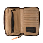 Lanita Thin Wallet, open interior with card slots, zip pocket and ID window