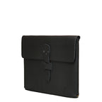 16" Document Holder in Black, standing upright at an angle with riveted strap closure