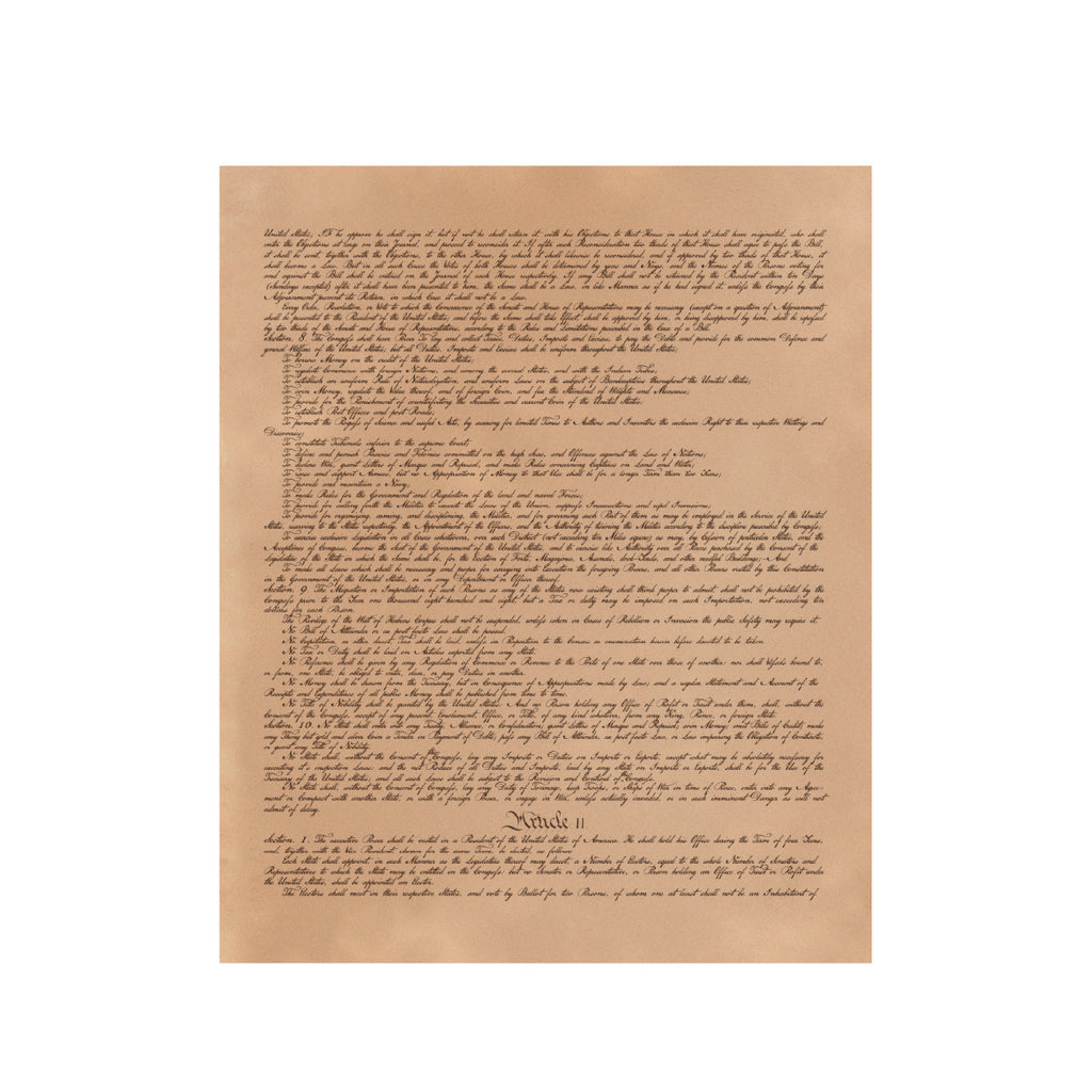 Leather Constitution of the United States - Natural, page two continuing Article I and starting Article II on tan leather