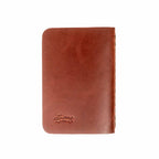 Leather Pocket Notebook in Chestnut, back cover view with debossed logo