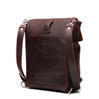 10" Convertible Crossbody in Chestnut, angled back view with slip pocket and shoulder strap