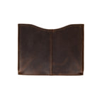 14" Horizontal Laptop Sleeve in Dark Coffee Brown, back view with center seam and curved top opening
