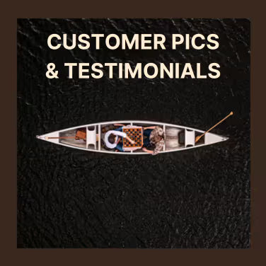 Customer Pics & Testimonials: a canoe loaded with leather bags, seen from above on black leather