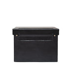 Churchill Case in Raven Black, back view showing the lid hinge strap