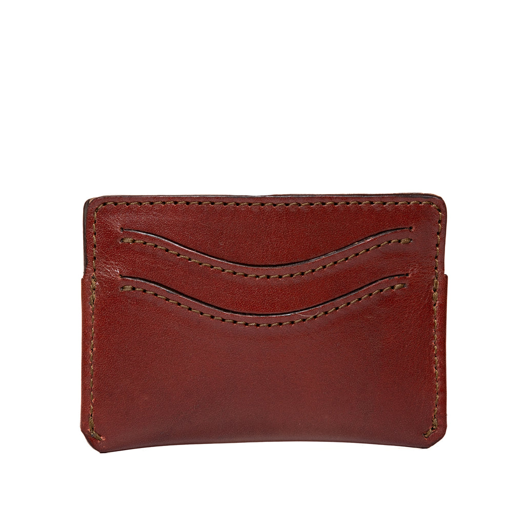 Newton Wallet in Oxblood, back view with two curved card slots