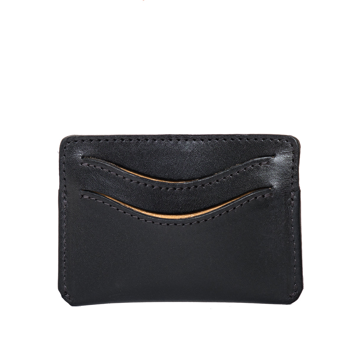 Newton Wallet in Raven Black, back view with two curved card slots