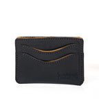 Newton Wallet in Raven Black, front view with two curved card slots and debossed logo