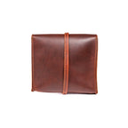 Leather Organizer Bag in Chestnut, back view showing the vertical leather strap