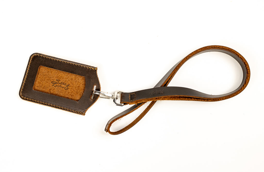Lanyard & ID Holder in Dark Coffee Brown, back of ID holder with suede panel and swivel clip lanyard