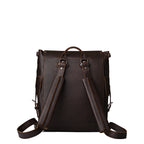 16" Drawstring Backpack in Dark Coffee Brown, back view with shoulder straps and top carry handle