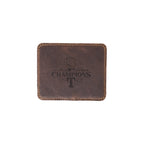 Leather Coaster Set - Texas Rangers World Series in Dark Coffee Brown, single coaster engraved World Series Champions 2023
