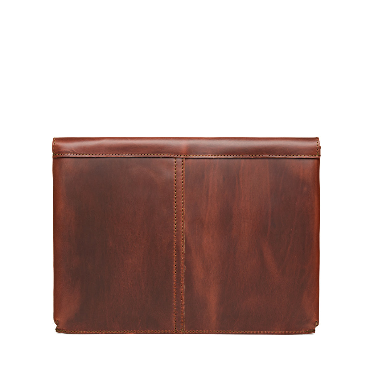16" Document Holder in Chestnut, back view with a center stitched seam