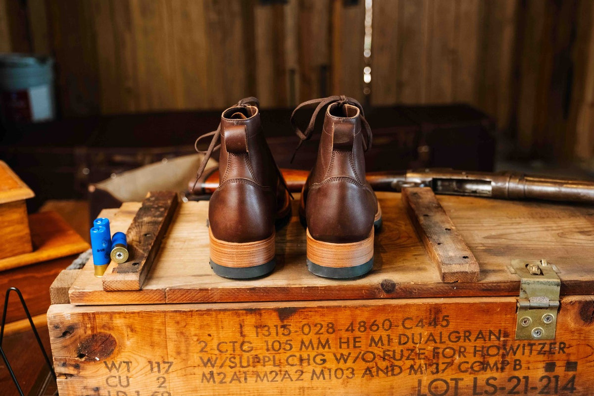 High-quality dark brown boots showing the heel