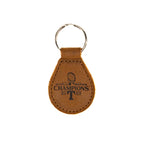 Leather Keychain - Texas Rangers World Series in Tobacco, teardrop fob engraved World Series Champions 2023