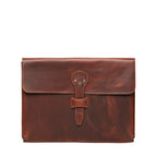 16" Document Holder in Chestnut, flat front view showing the riveted strap closure