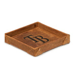 Tampa Bay Rays Leather Valet Tray in Tobacco with riveted corners and embossed TB logo
