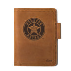Leather Journal Cover - Houston Astros in Tobacco, front cover with embossed Astros star logo and pen loop