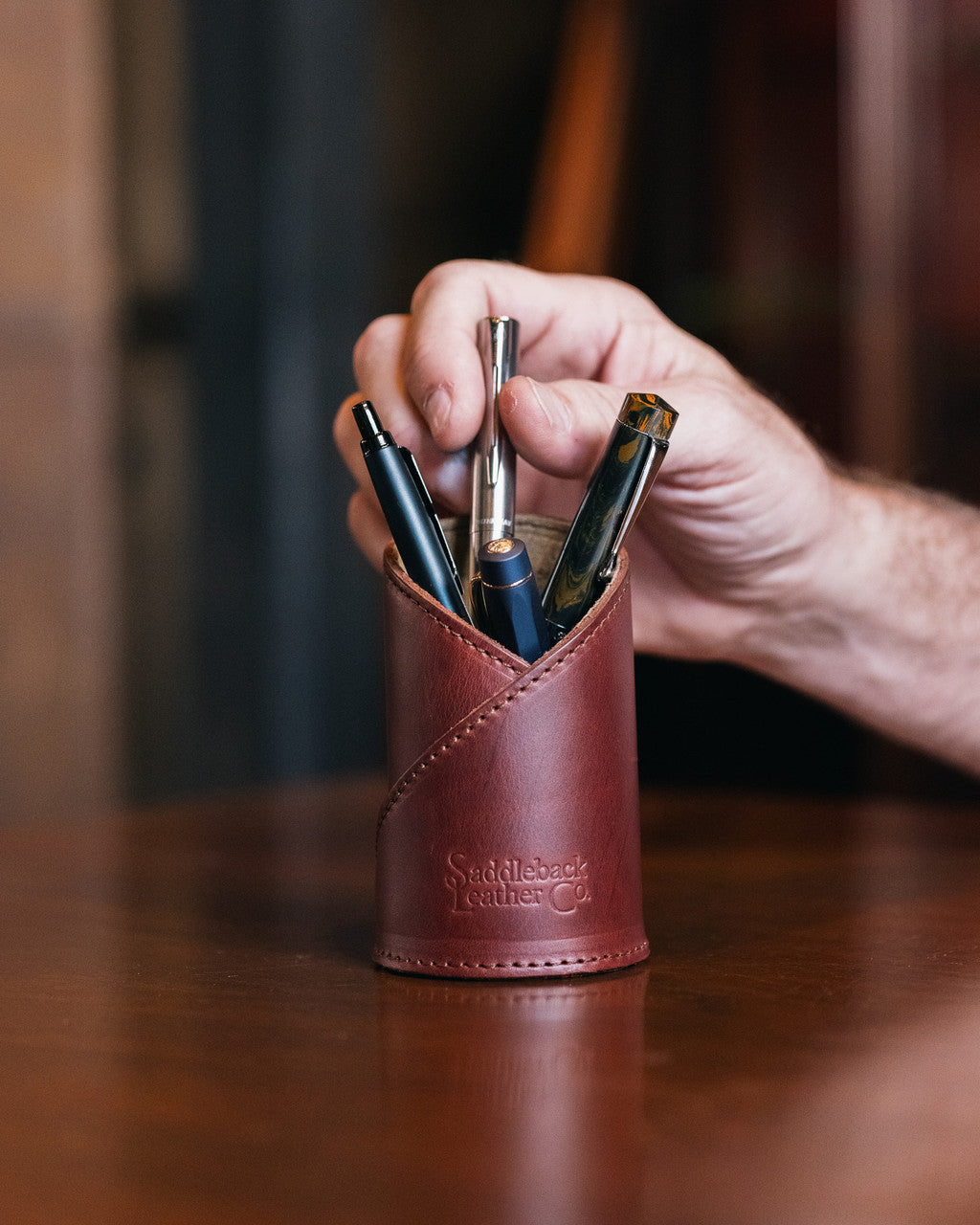 Leather Pen Cup Holder