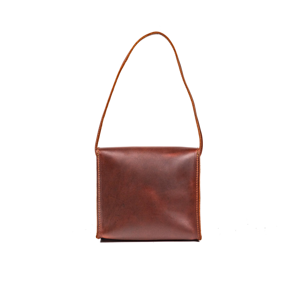 Leather Organizer Bag in Chestnut, back view hanging from its leather strap