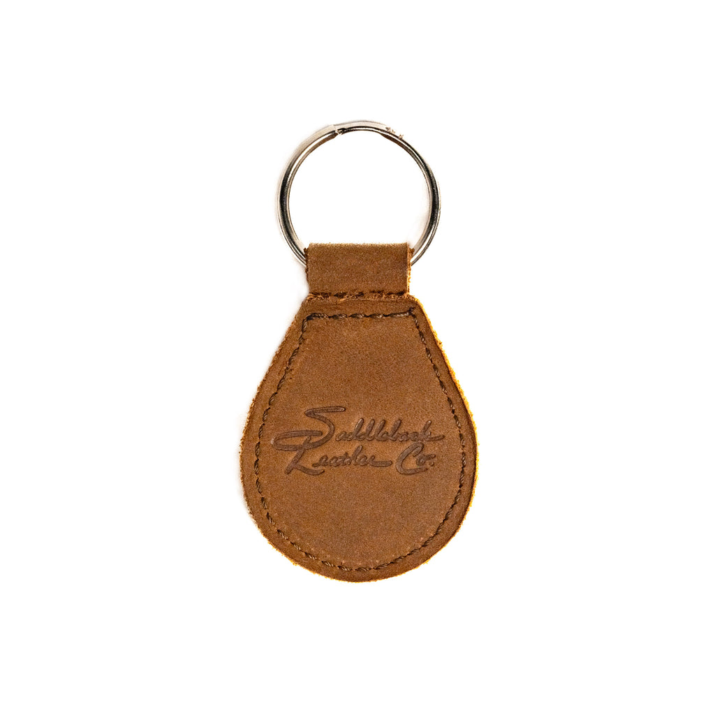 New York Yankees Leather Keychain in Tobacco, back view with embossed Saddleback Leather Co. logo