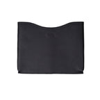 14" Horizontal Laptop Sleeve in Black, front view with curved top opening and logo