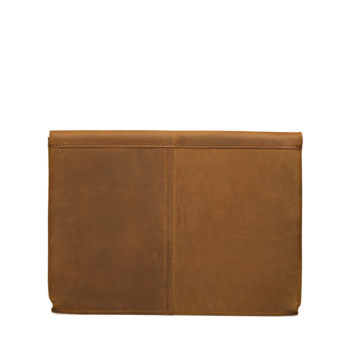 16" Document Holder in Tobacco, back view with a center stitched seam