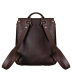 12" Drawstring Backpack in Dark Coffee Brown, back view with adjustable shoulder straps and top handle