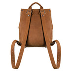 12" Drawstring Backpack in Tobacco, back view with shoulder straps and top carry handle