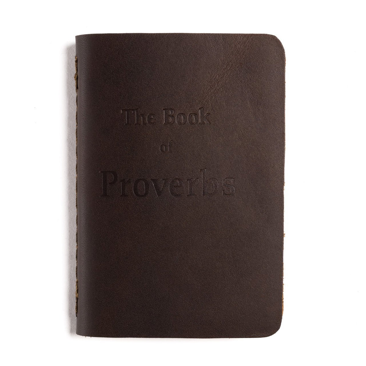 Leather Pocket Bible, Book of Proverbs in Dark Coffee Brown, front cover with embossed title