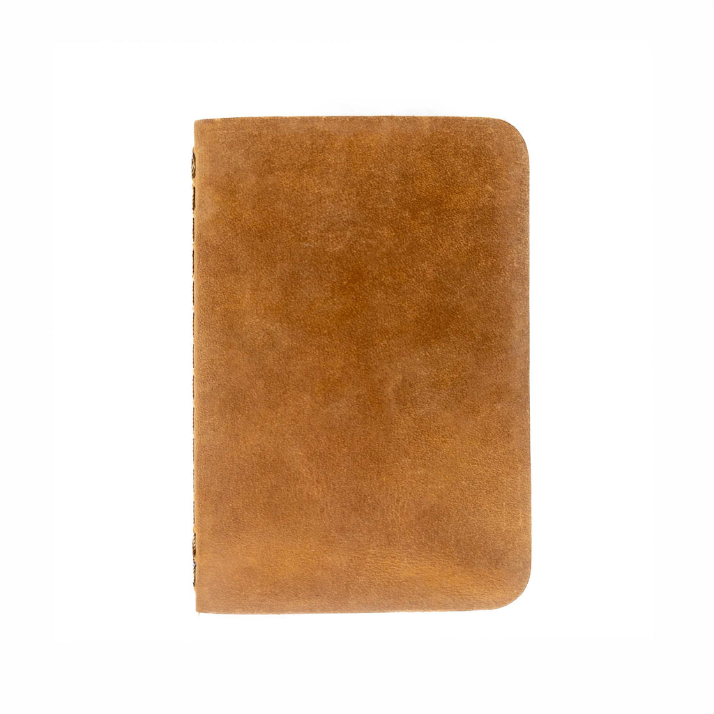 Leather Pocket Notebook in Tobacco, front cover view